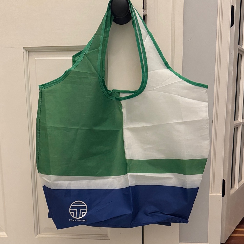 Tory Sport Colorblock Green and Blue Tote